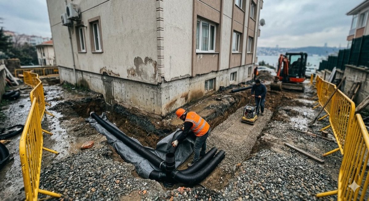 Bina çevresi drenaj uygulaması
